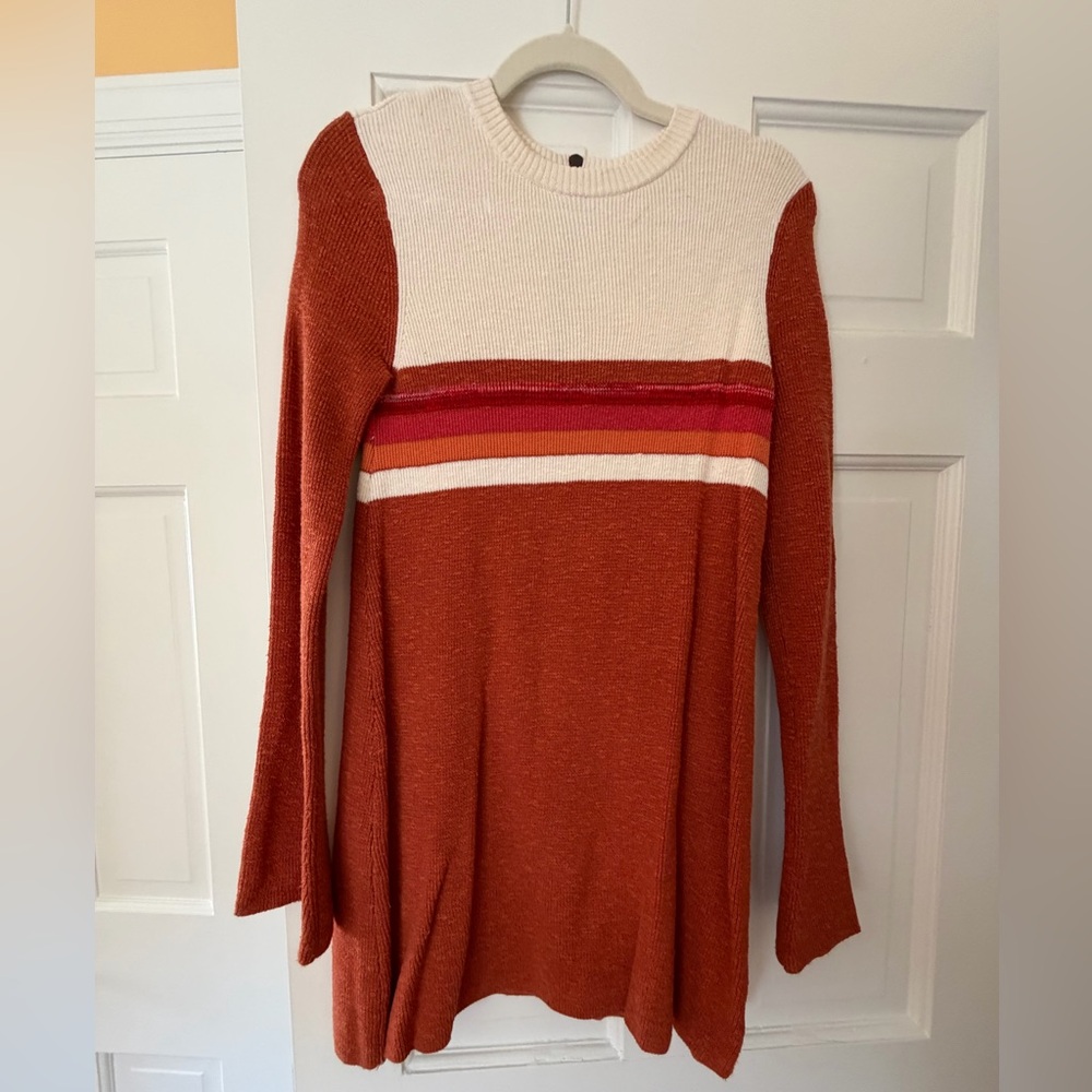 Free People Rust and Cream Mini Dress